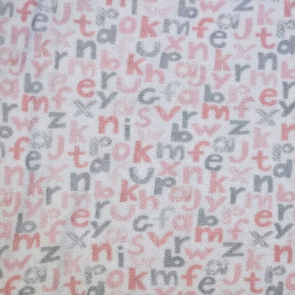HTF Lila & Jack A B C Alphabet Blanket Pink Gray Baby‎ Girl Sherpa Back 35 X 37